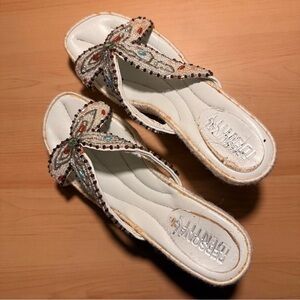 Butterfly Beaded White Sandals